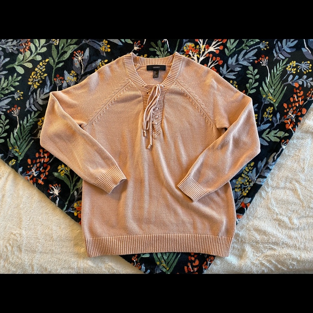 Forever 21 Pink Long Sleeve Sweater S Cute Spring